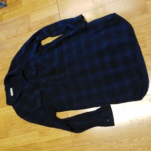 Beachlunchlounge black and blue plaid Henley dress large